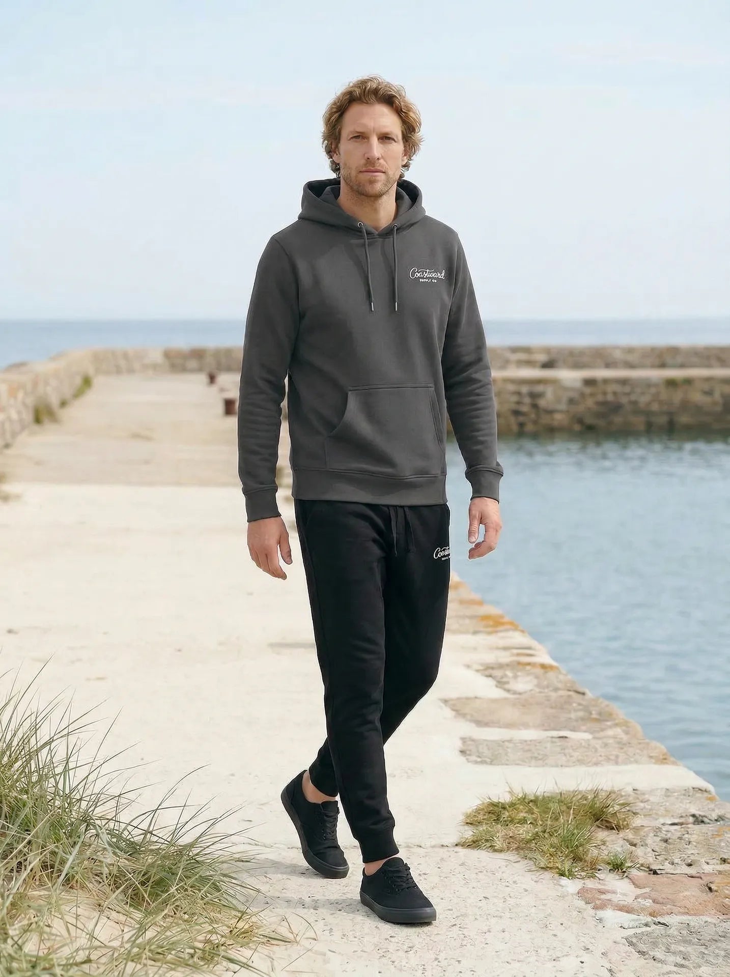 Grey hoodie with embroidered logo
