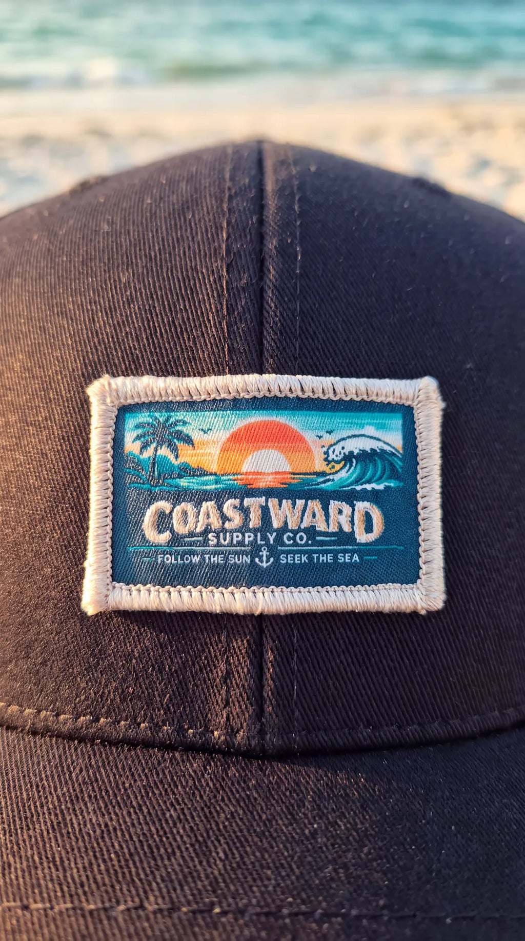 Coastward ink blue Sunset Label Cap Macro